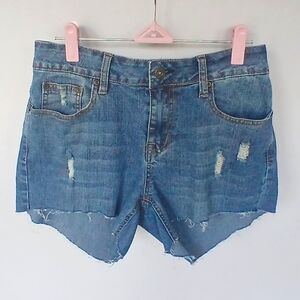Distressed Cut-off  Blue Jean Denim Shorts with Stretch 8